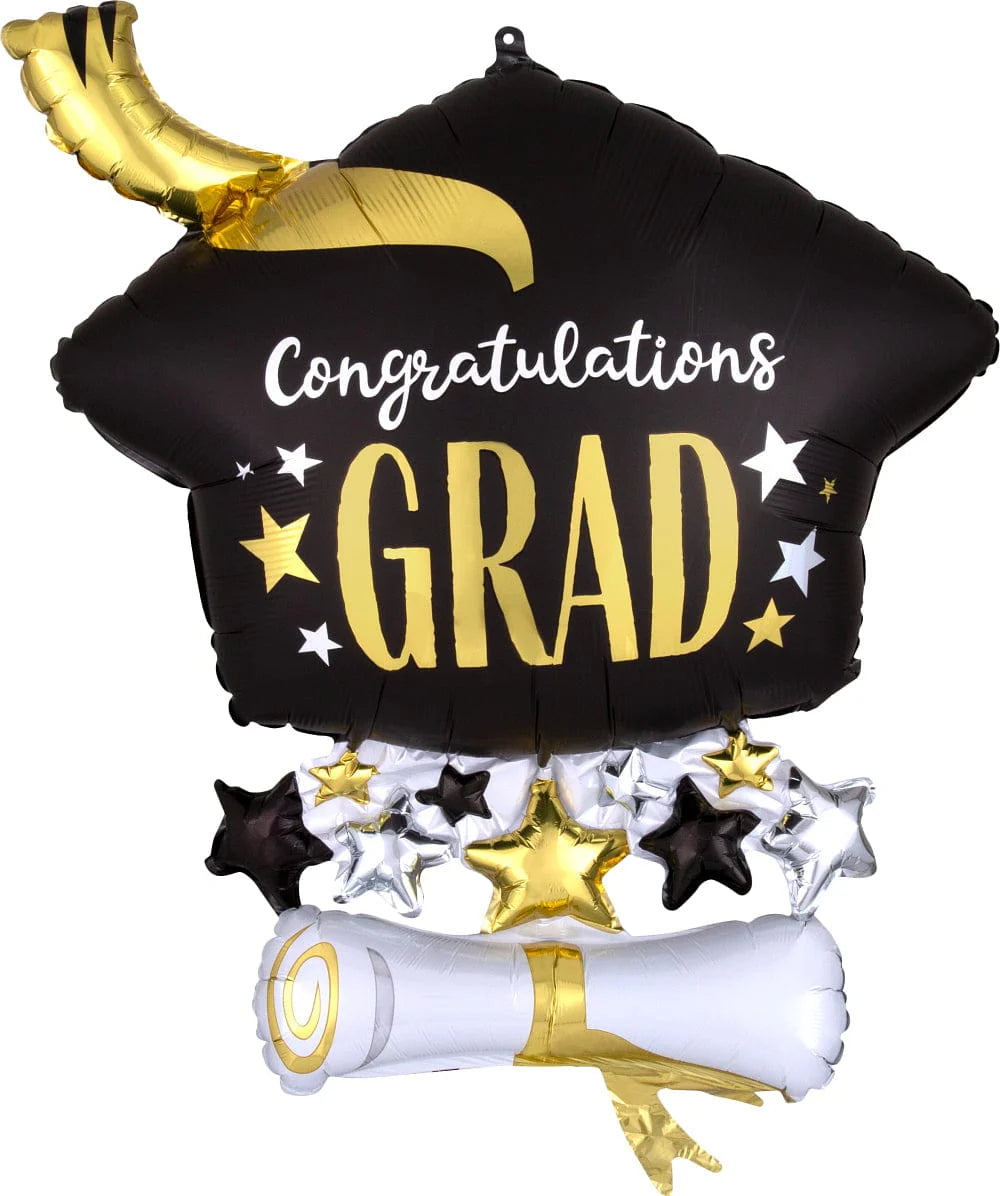 Congrats Grad Cap & Diploma Foil Balloon | We Poppin' Las Vegas