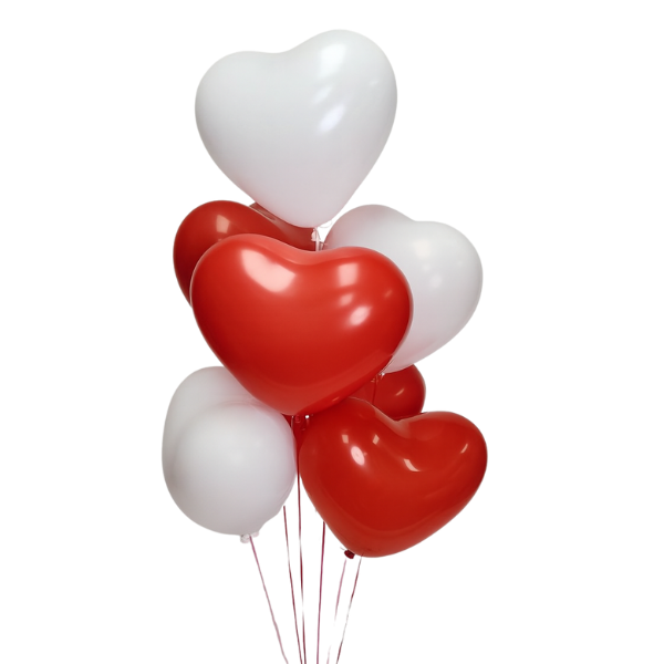 Red & White Hearts Balloon Bouquet | We Poppin' Las Vegas