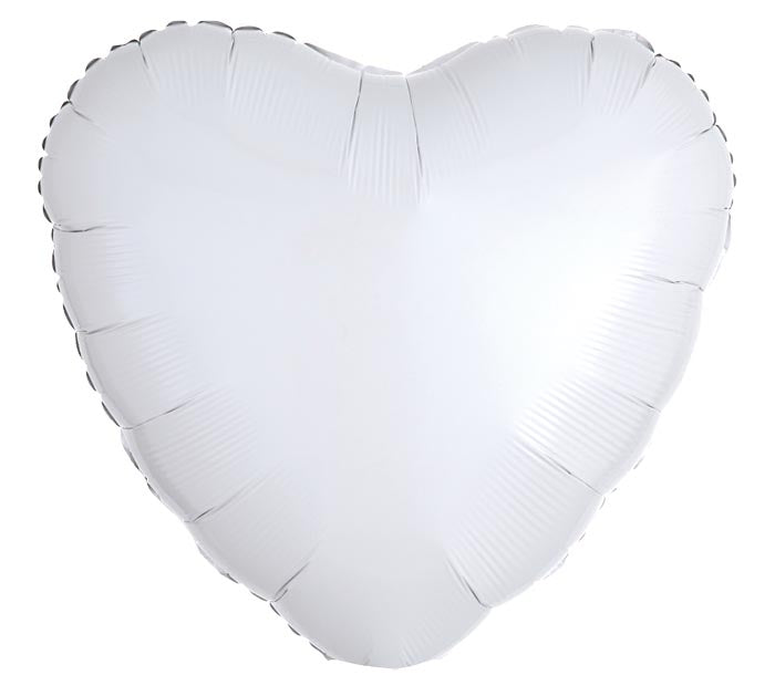 White Satin Heart Foil Balloon | We Poppin' Las Vegas