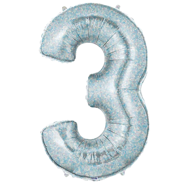 Blue Holographic Number 3 | We Poppin' Las Vegas