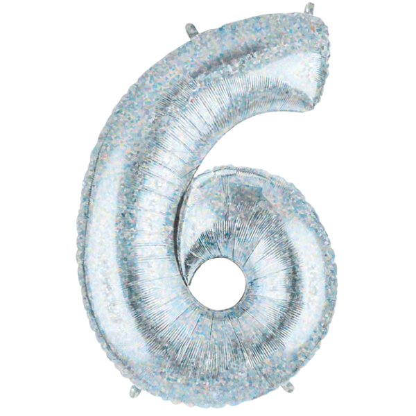 Blue Holographic Number 6 | We Poppin' Las Vegas