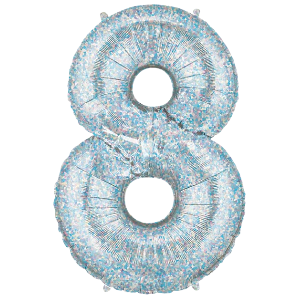 Blue Holographic Number 8 | We Poppin' Las Vegas