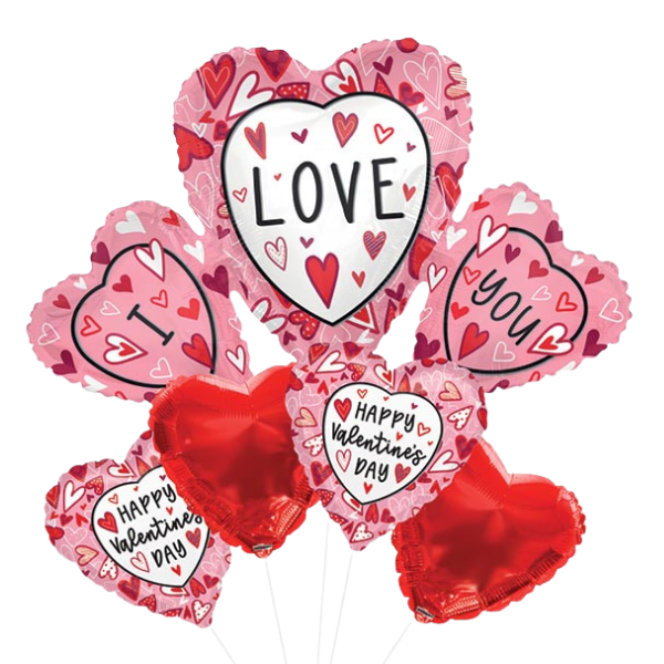 I Love You Hearts Foil Balloon Bouquet | We Poppin' Las Vegas