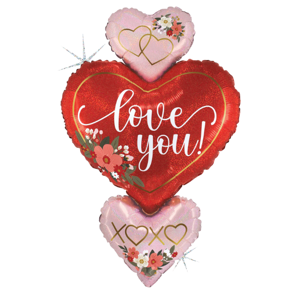 Floral I Love You Trio Foil Balloon | We Poppin' Las Vegas